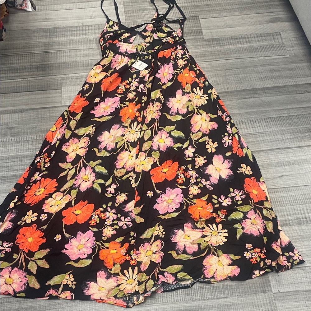 Free People Floral Maxi Dress - Black, Pink, Orange - Picture 7 of 10